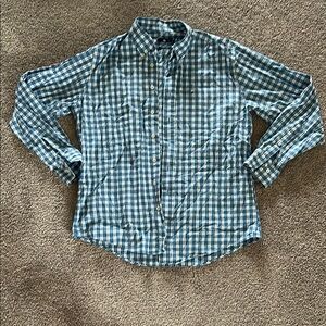 Blue Checkered Button-Up Shirt